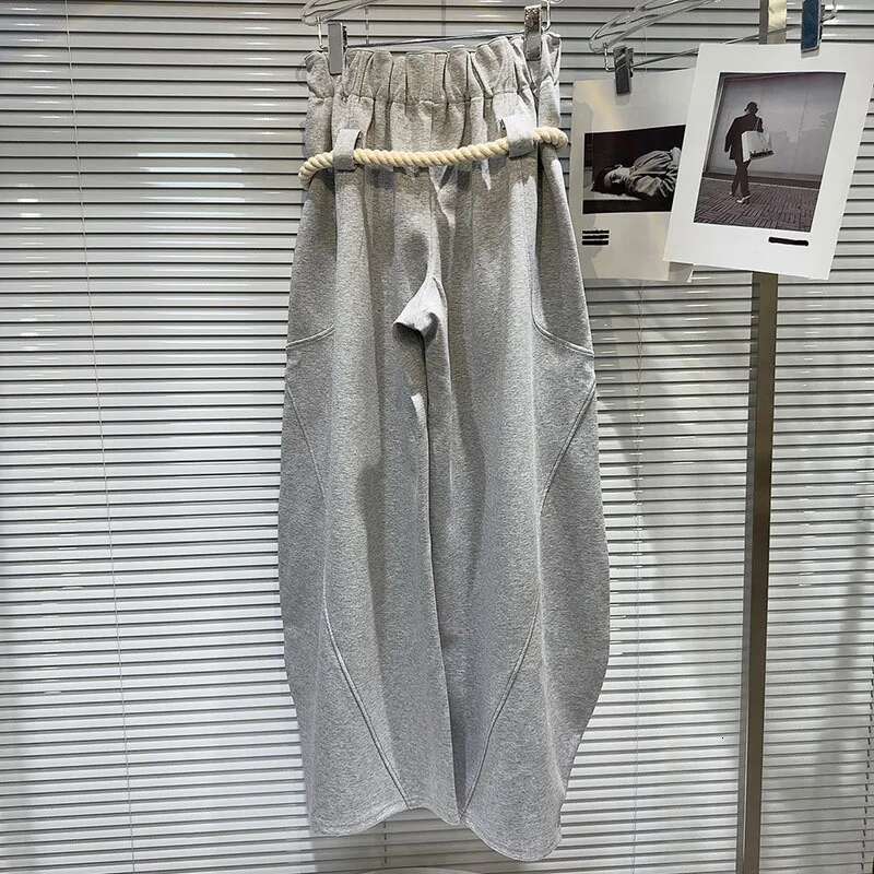 DEAT 2024 Autumn New Arrival Fashion Women's Woven Bandage Design Loose High Elastic Waist Wide Leg Casual Pants 33A1851