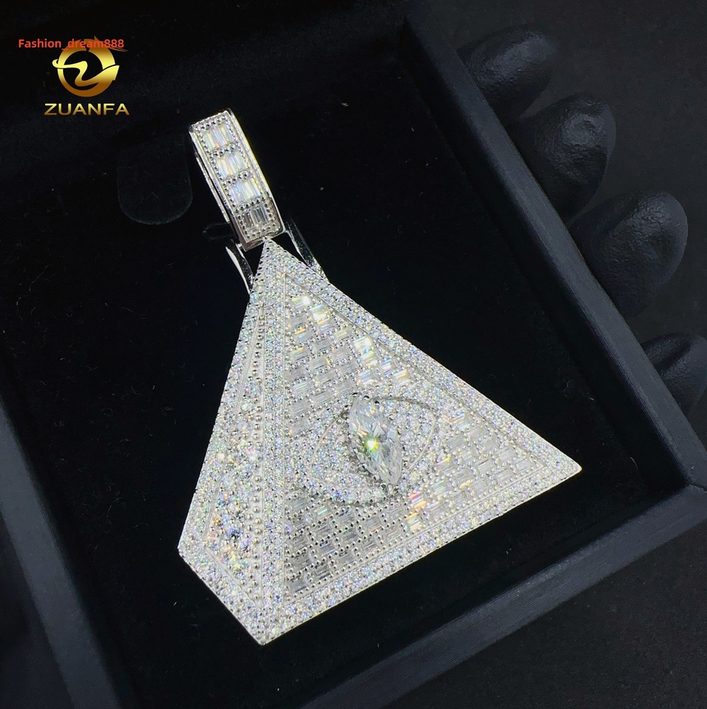 New Ladder Vvs Moissanite Hip Hop Evil Eyes Pyramid Pendant Fashion Brand Sweater Chain for Men and Women