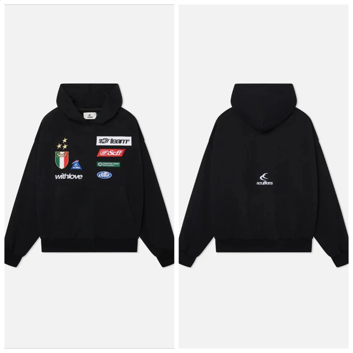 Scuffer By Air Black Zipper Sweatshirt Grunge Hoodie Womens Harajuku Street Clothing Super Big Brother Special Y2k Top Gothic 250311