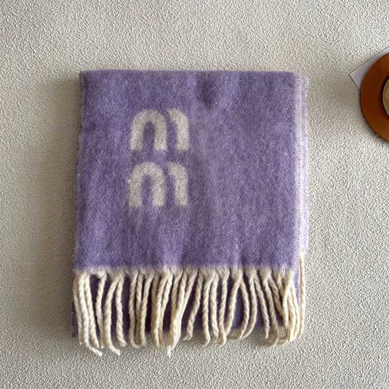 Scarves 2025 Winter New Jacquard Double sided Two tone Mixed Color Womens Scarf with Wool Mix Simple Warm H250313 K2BM