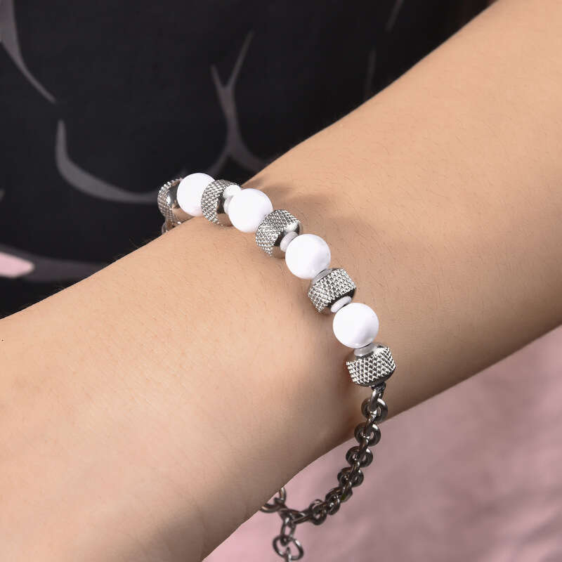 Men's Stainless Steel Tiger Eye Agate Volcanic Stone Adjustable Bead Bracelet Jewelry