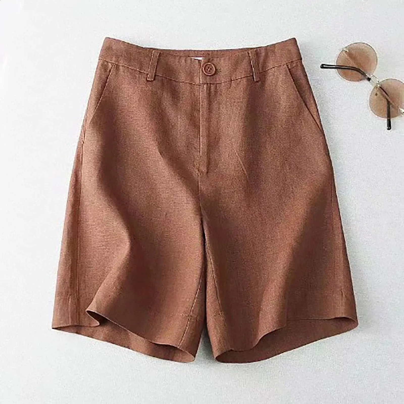 Elastic Breathable Loose Half Length Pants Womens Shorts With Pocket Shorts Sports Fashion Cotton Linen Korean Style s Botto 250313