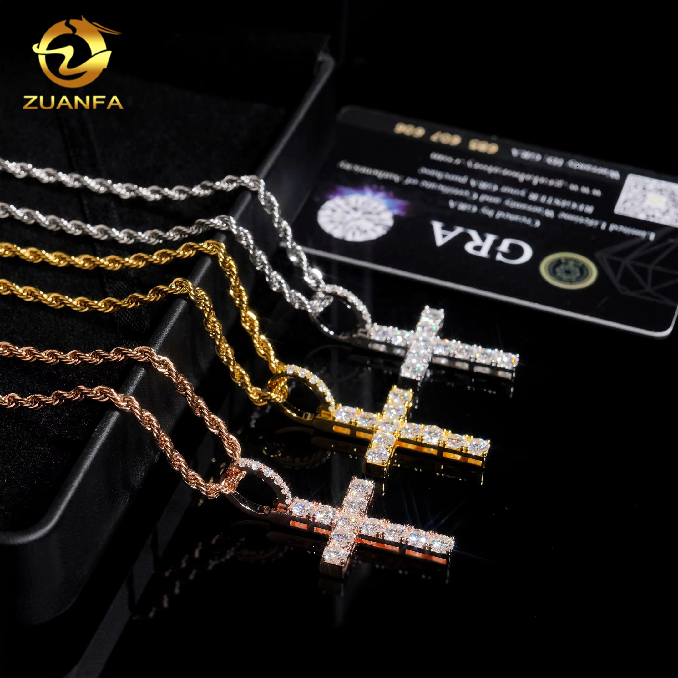 Ready Shipping Hip Hop Jewelry Cross Vvs Moissanite Pendant Silver 925 Iced Out Moissanite Iced Out Cross Pendant