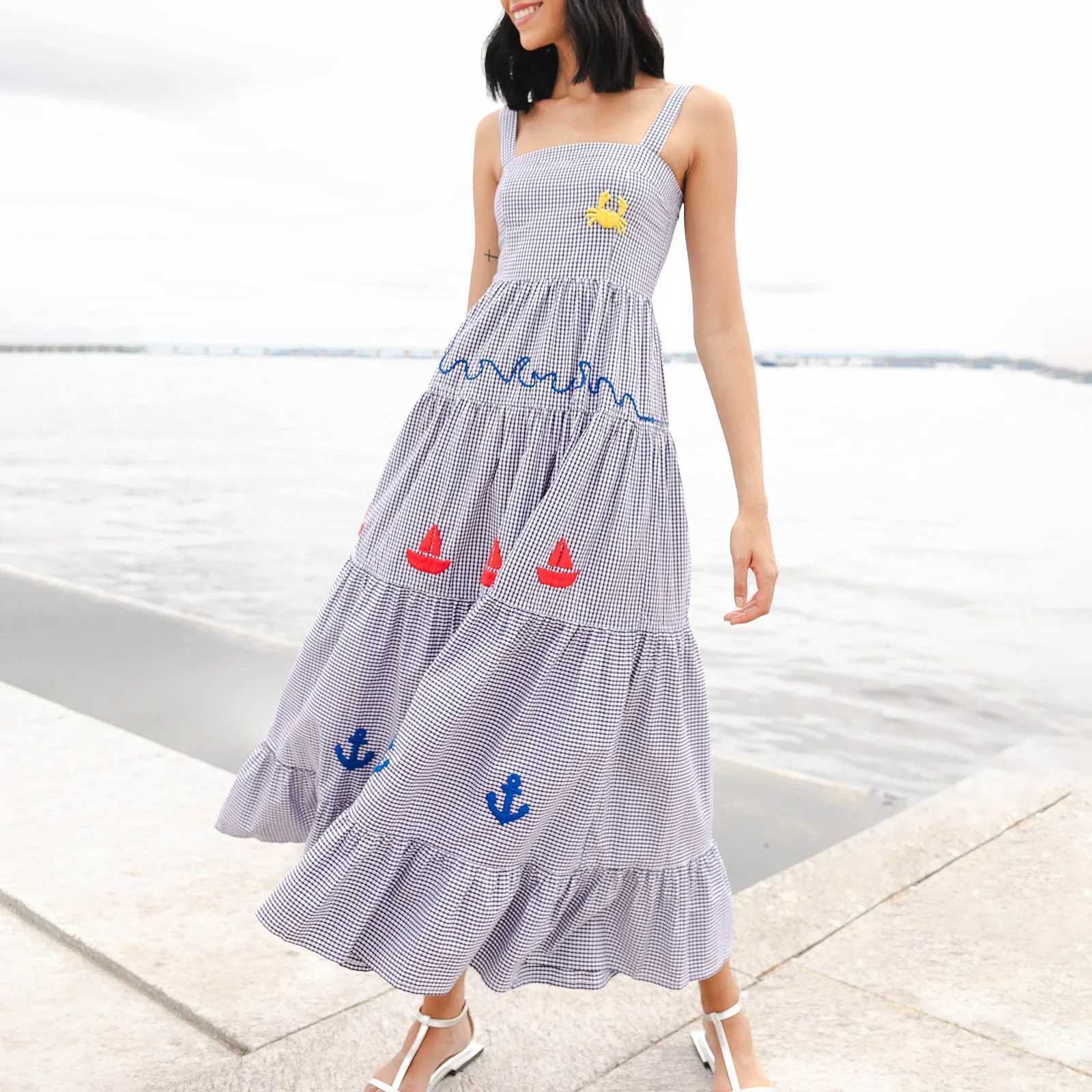 Urban Sexy Dresses Cute Vintage Womens Graphic Maxi Dr Printed Spaghetti Strap On Dr 2025 Boho Ruffle Casual Flowy Beach Sundres Y240312NLX0
