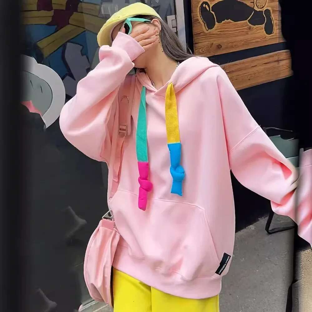 Large Candy Colored Oversized Top, Trendy And Stylish, Mid To Long Length Loose Hooded Sweatshirt Zip Hoodie Winter Clothes