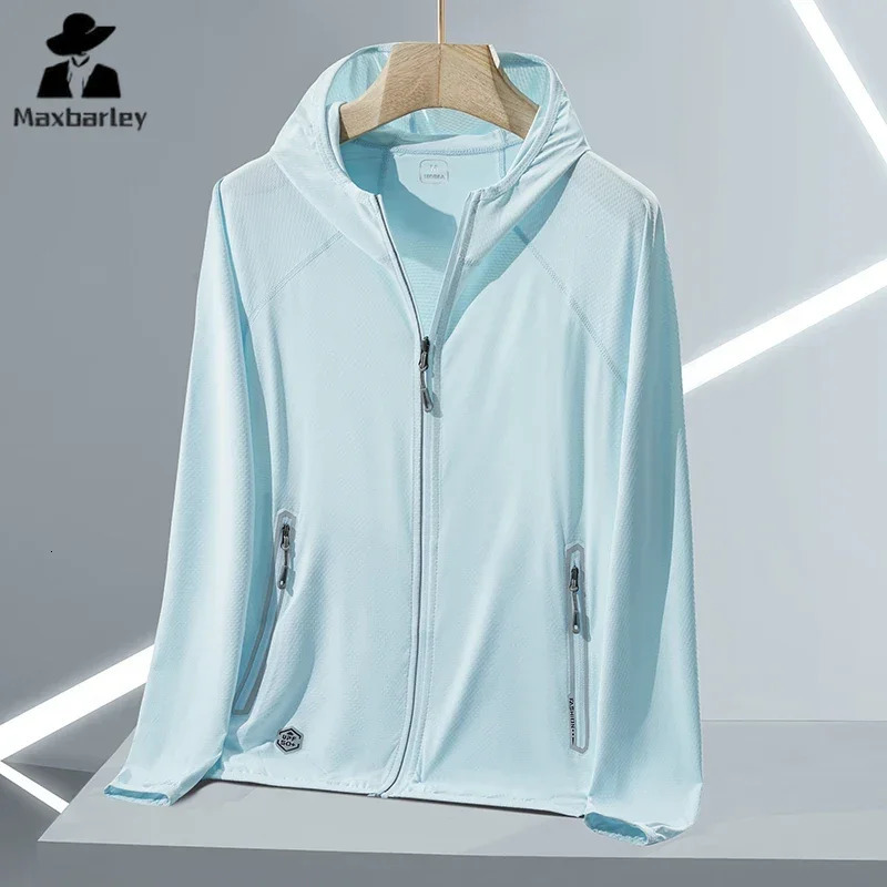 mens and womens sun protection jacket UPF50ice silk hooded outdoor running fitness sweatshirt couple windproof cover 250313