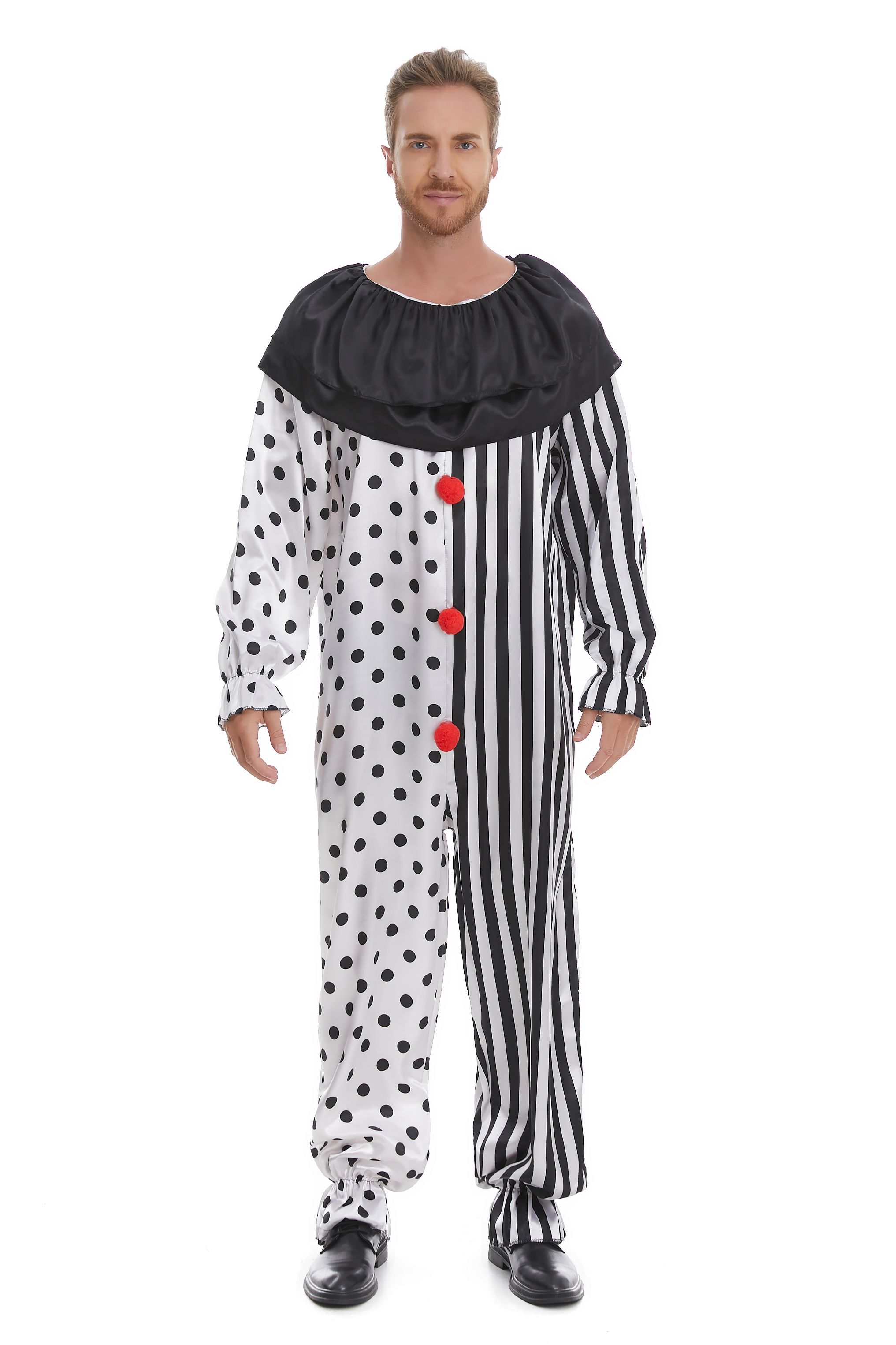 Durable Two-Piece Men's Clown Attire Complete with Body Suit and Authentic Head Wig (Model YJS1003)