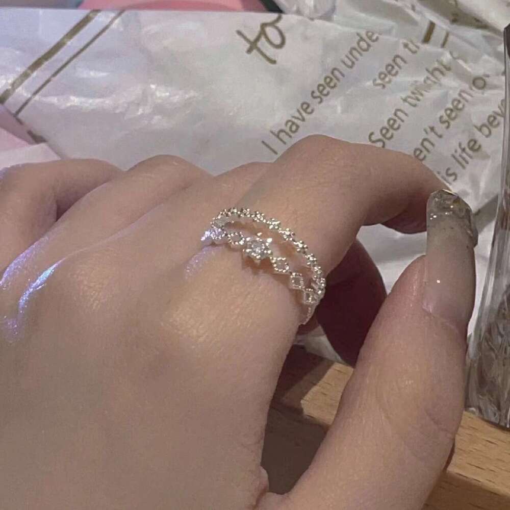 Designer for womenClassic Ring Small Fresh Lace Double Layer for Women with Ins Style Sweet Opening Ring, Student Personalized Trendy Ring