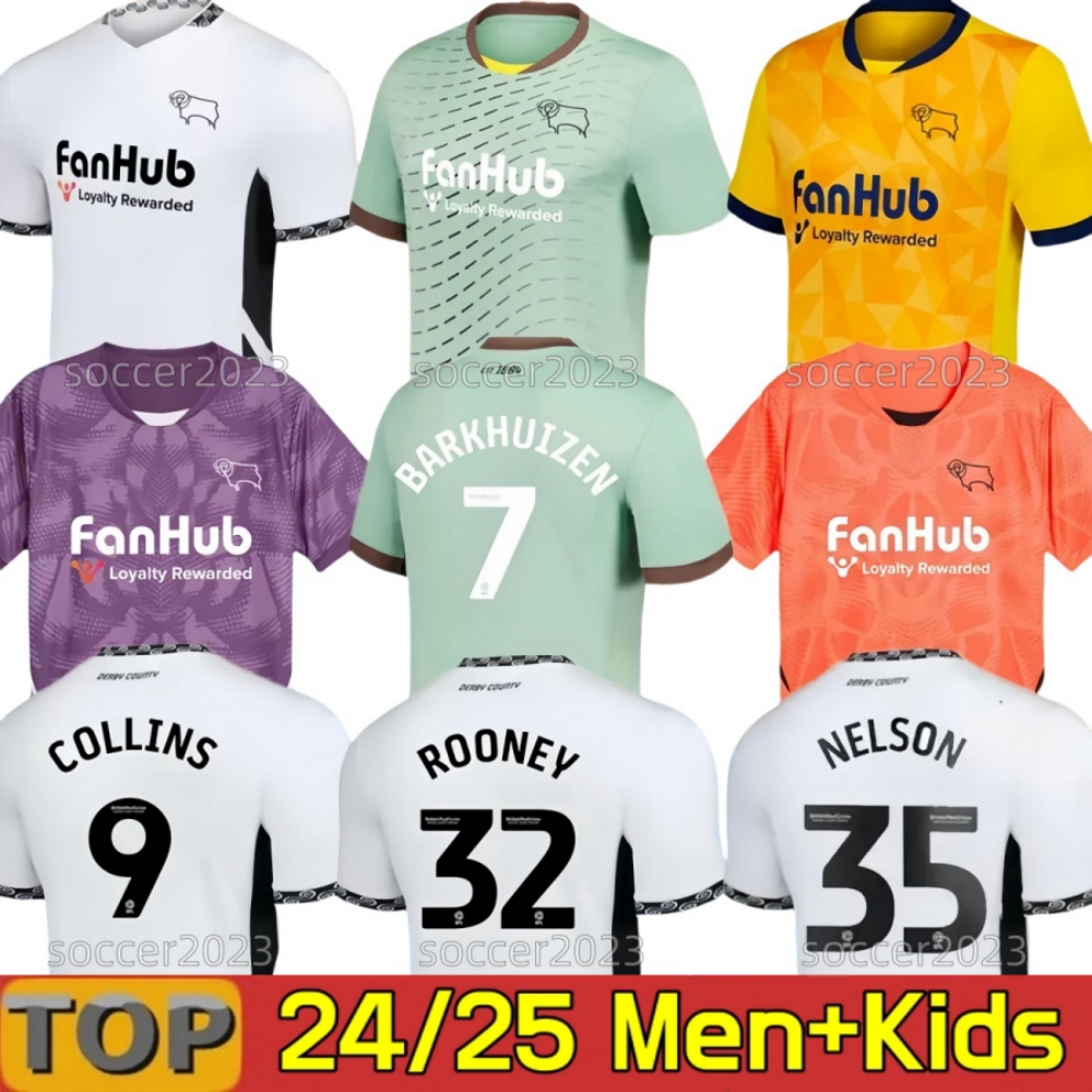 Derby 24 25 County soccer jerseys SIBLEY 17 CASHIN 6 NYAMBE 24 NELSON 35 ELDER 20 FORNAH 22 BARKHUIZEN 7 home away 2024 jersey football shirts S-2XL