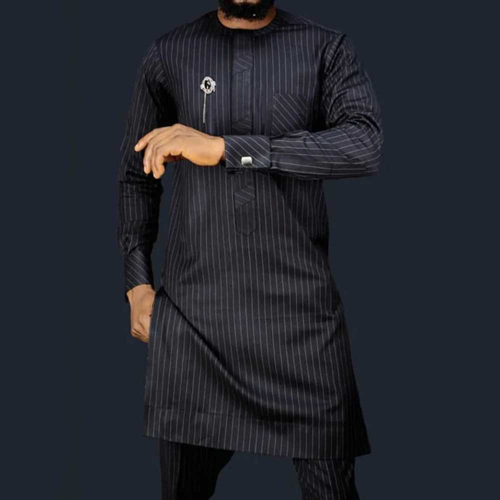 New 2pc Luxury African Traditional Mens Wear Elegant Full Set Mens Wear Set Mens Pants Set Dress Set Ethnic Osaka Kaftan X250313