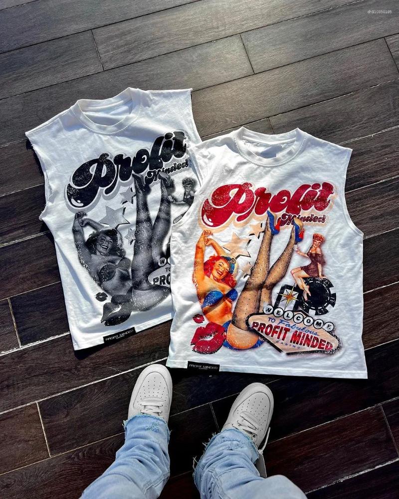Men's T Shirts Hip Hop Fashion Casual Tee Short Sleeved Sleeveless Harajuku Shirt Punk Loose Women Trend Tops Aesthetic Clothes