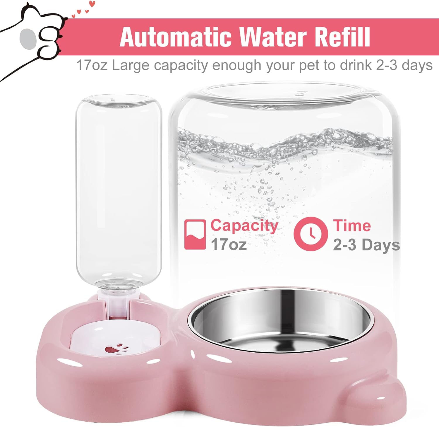 Pet Feeding Station: Stainless Steel Cat Bowls and Dog Bowl with Automatic Water Dispenser Free shipping