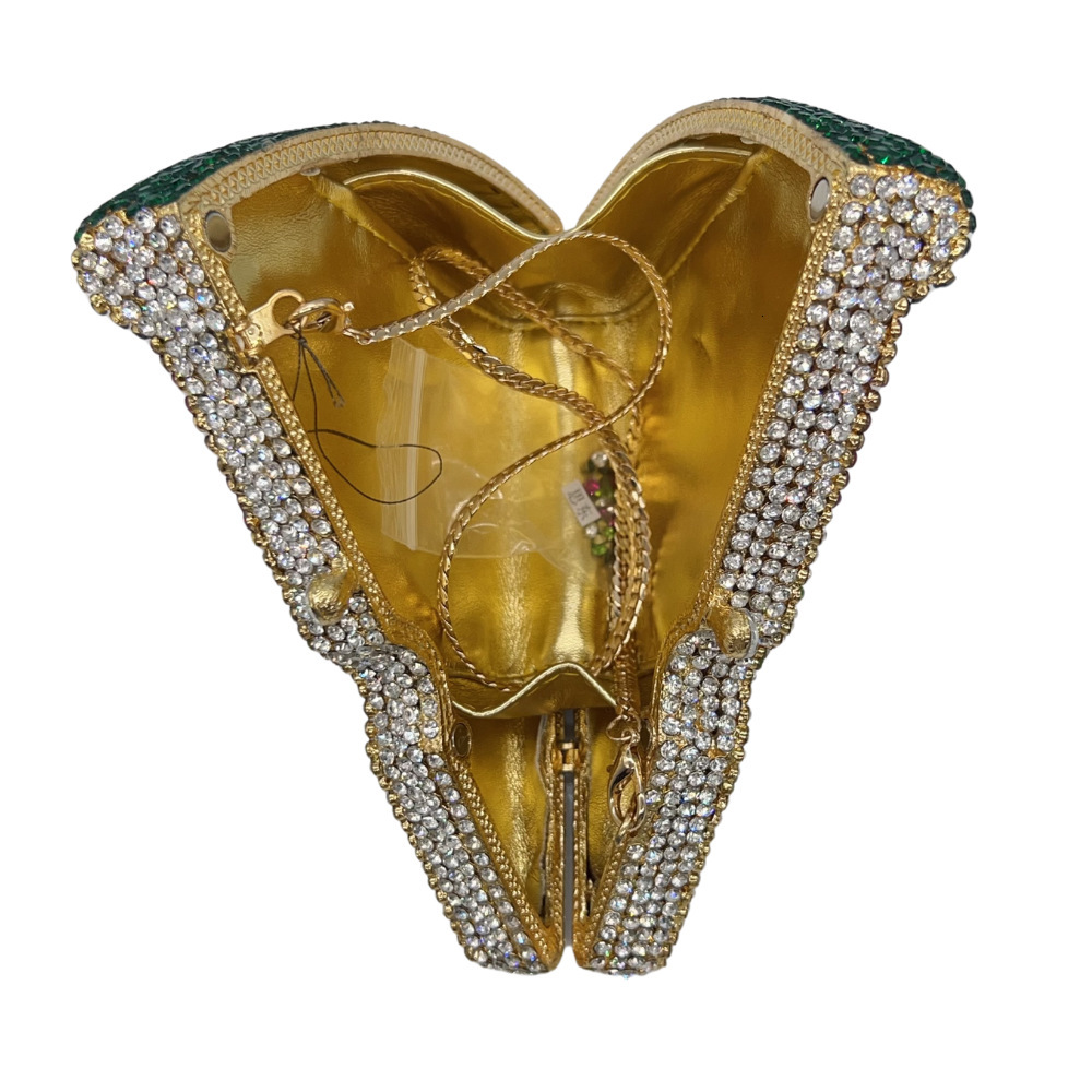 Pizza Dia Clutch's New Pizza Diamond Studded Dinner Bag, Themed Banquet Handbag For Girls Crystal Evening Bag