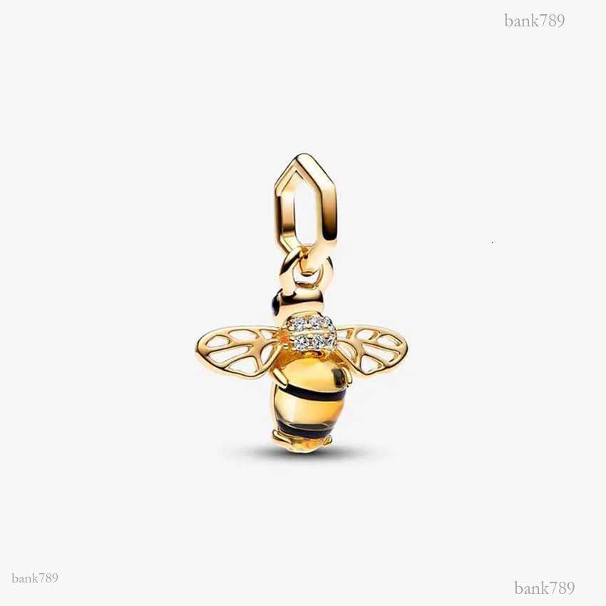 Gold Sparkling Bee Dangle Charm 925 Sterling Silver Logo Charms Set Bracelet Bangle DIY Making Components Necklace Pendant Charm With Luxurious Box W
