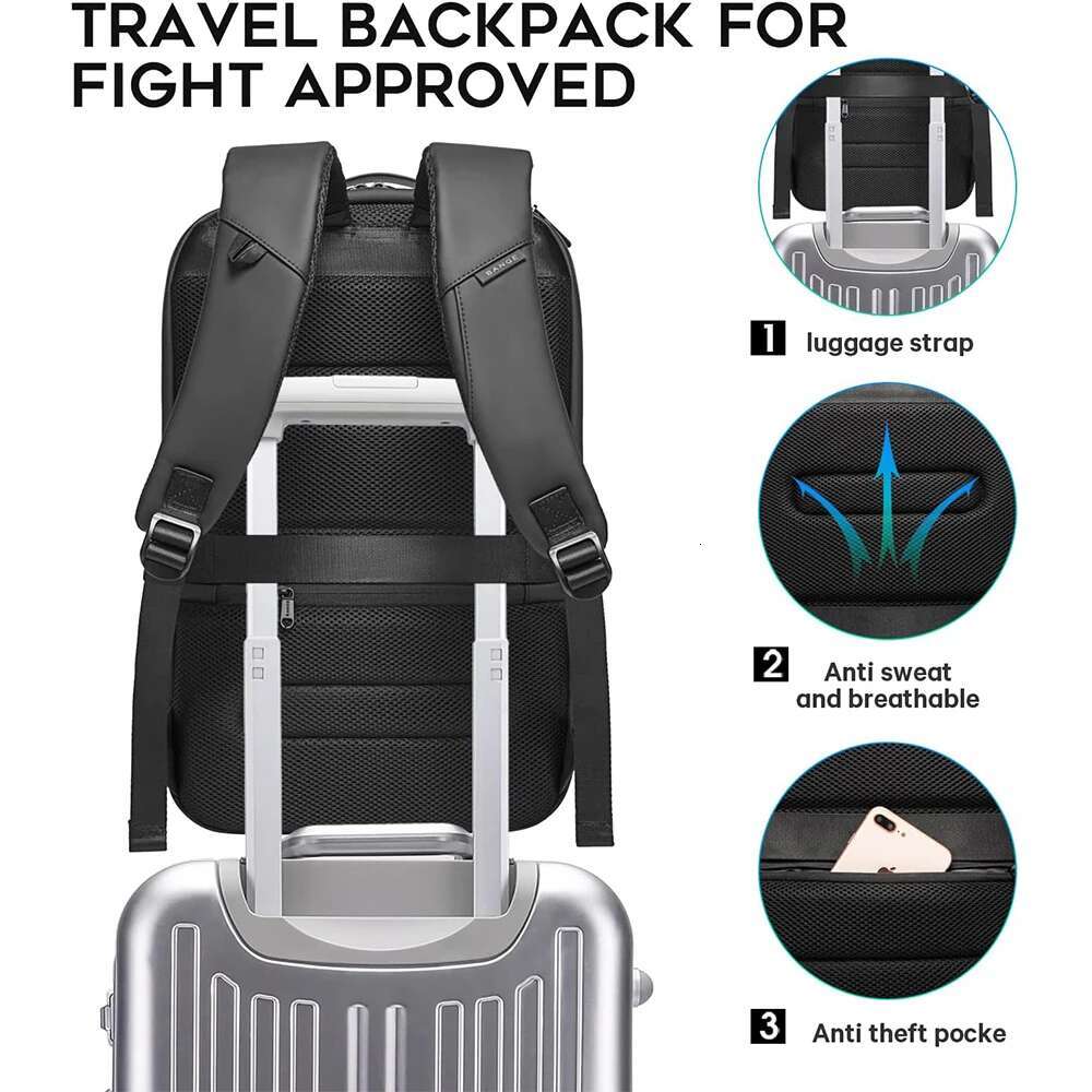 BANGE Business USB Charging Smart Backpacks Fits 15.6 Inch Laptop Commute Backpack Waterproof Carry On Bag For Men Travel Bags