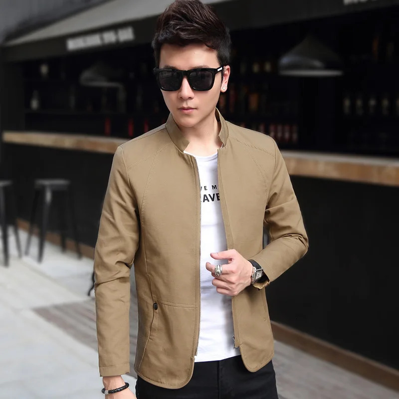 Mens fashion jacket mens full zipper windproof work bomber 250313