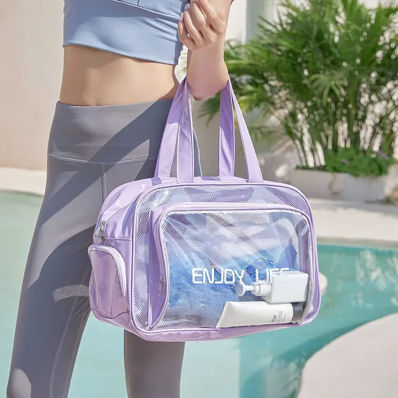 PVC Transparent Fitness Training Bag 2024 Ladies Large-capacity Wet and Dry Separation Beach Fitness Special Bag Travel Handbag R250312