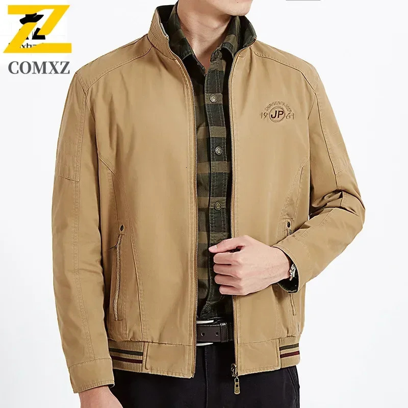 Mens jacket fashion retro pure cotton doublesided 2wear autumn casual business comfortable windproof 250313