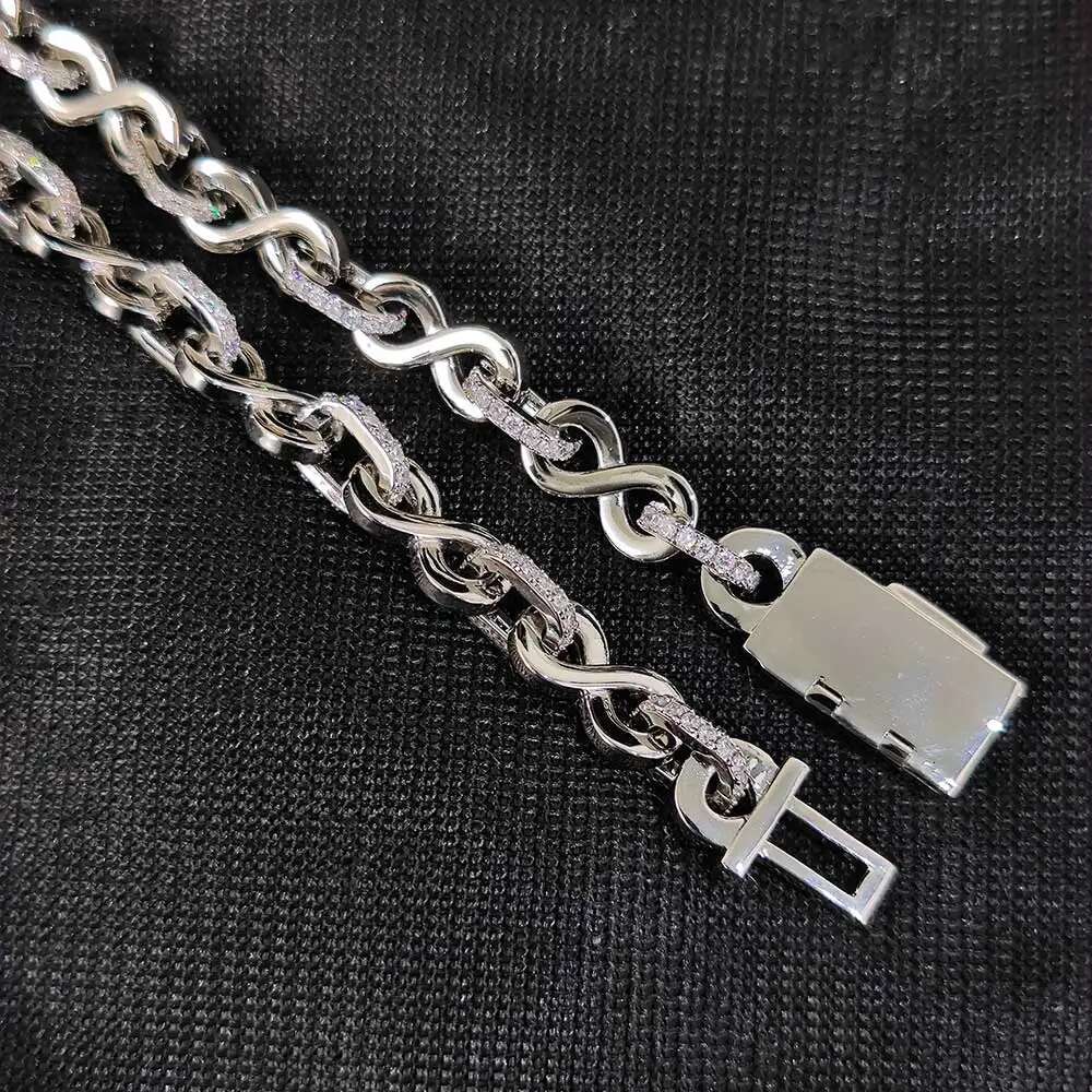 2025 Hip Hop Rapper Jewelry Bg 6MM Infinite 8-character Necklace Paved Crystal Iced Out Cuban k Chain Necklaces For Men Women