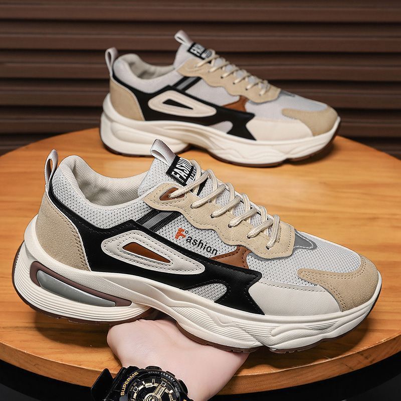 2025 New Spring Men's Designer Trendy Fashion Breathable Mesh Youth Sports Korean Edition Multi functional Thick soled Casual Shoes