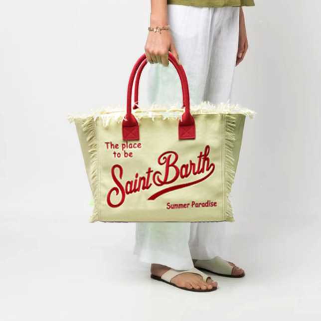 Saint Bart's New Women's Large Capacity Leisure Travel Canvas Embroidered Handmade Tassel Handbag Tote Bag 250315