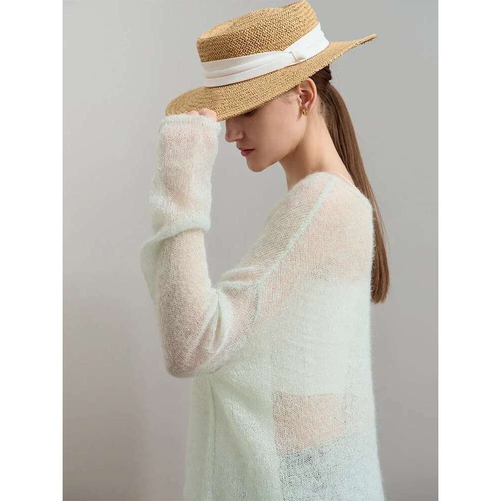 Minimalism Sweater For Women 2025 Spring New Sweet Elegant Solid O Neck Pullover Drop Sleeves Knitted Tops 12551046