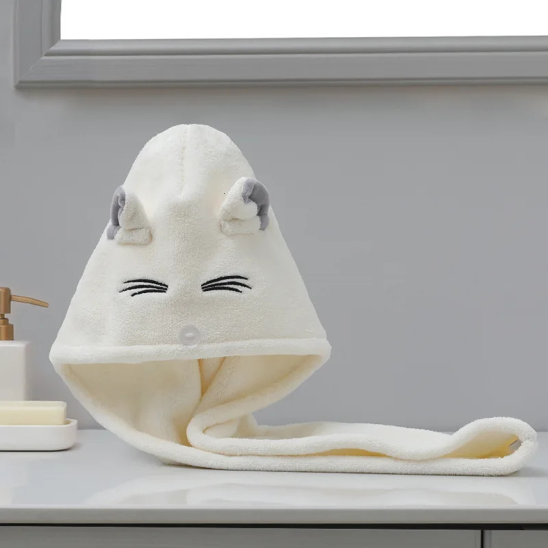 Ultra fine fiber quick drying hair cap bathroom womens head towel cute for girls home shower dry textile 250304