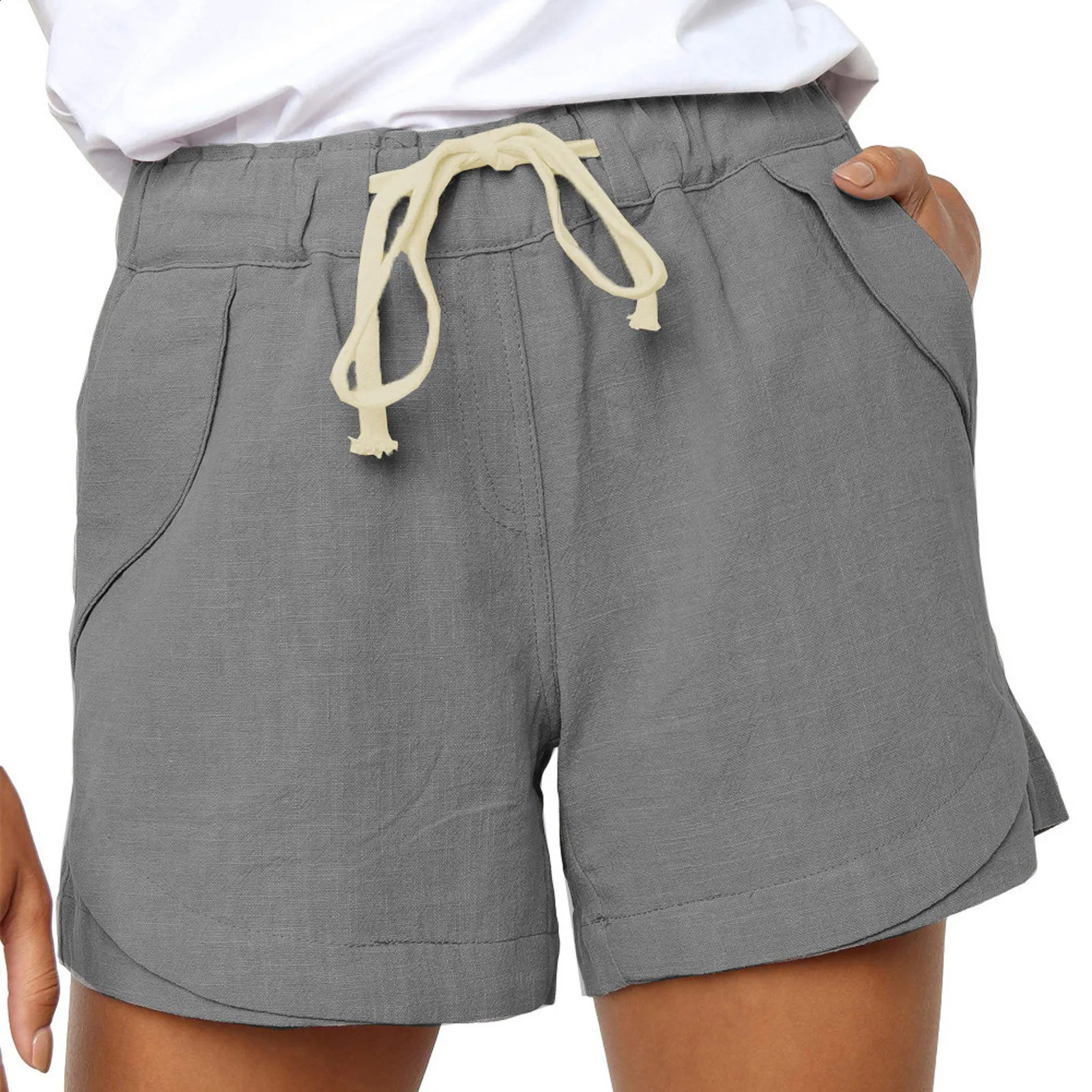 Cotton Linen Shorts WomenS Sports Shorts Summer High Waist Pink Blue Shorts Women Plus Size Fashion Casual Basic Short Pants 250313