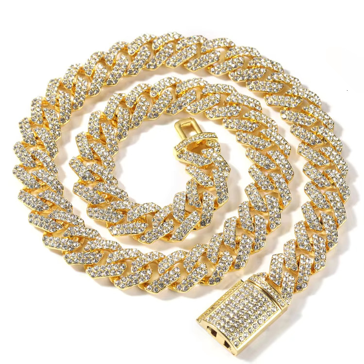 High Quality Fashion Moon Iced Out 925 Silver 18mm Hip Hop Link Necklace Moissanite Prong Cuban Link Chain 18mm Jewelry for Men