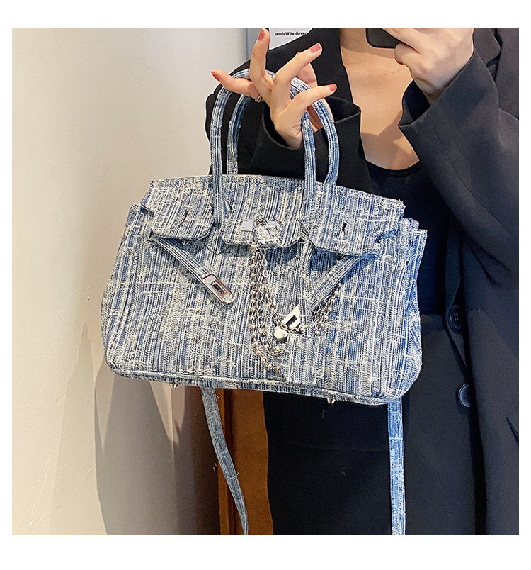 Women's Totes Spring and summer new denim blue large-capacity commuter shoulder bag