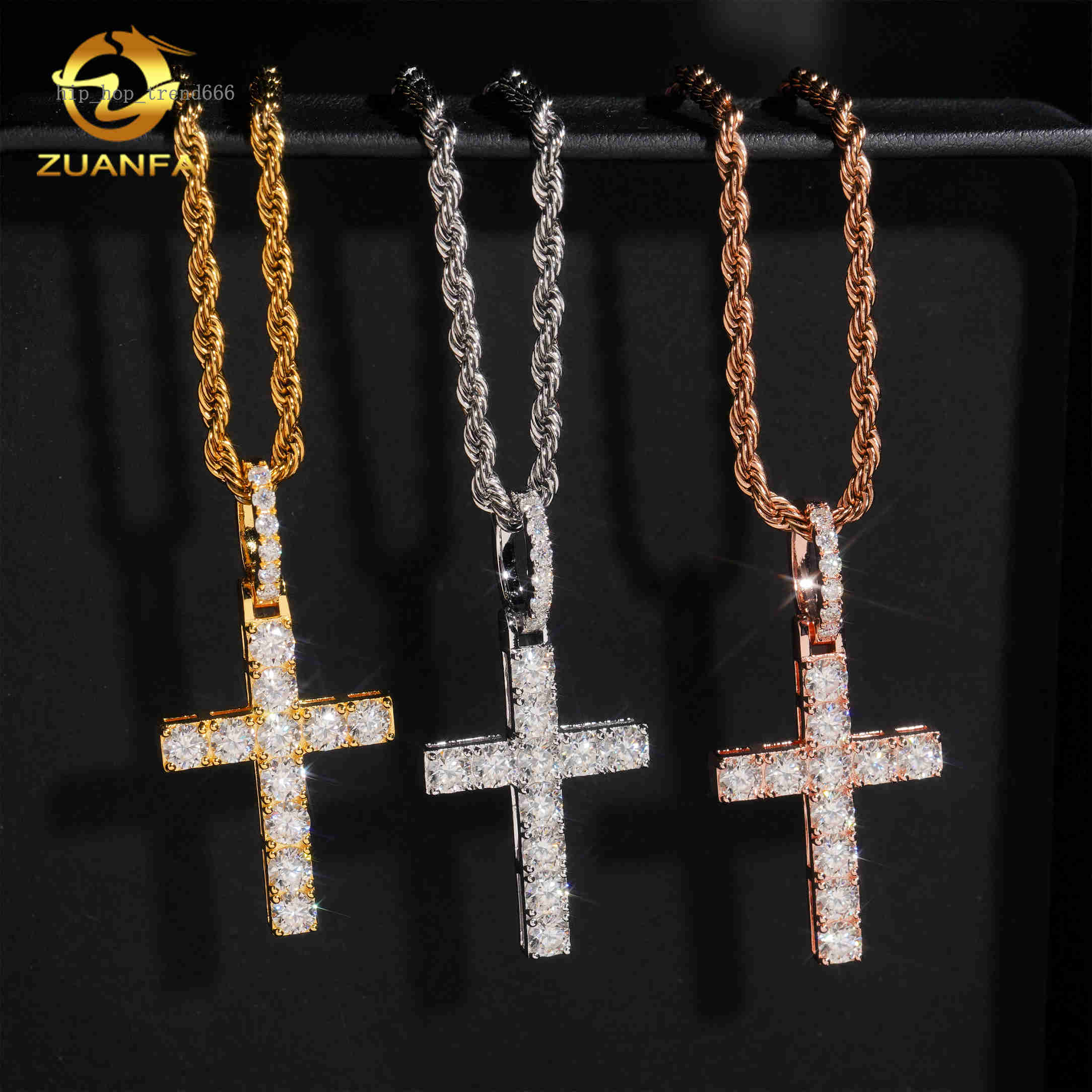 Ready Shipping Hip Hop Jewelry Cross Vvs Moissanite Pendant Silver 925 Iced Out Moissanite Iced Out Cross Pendant