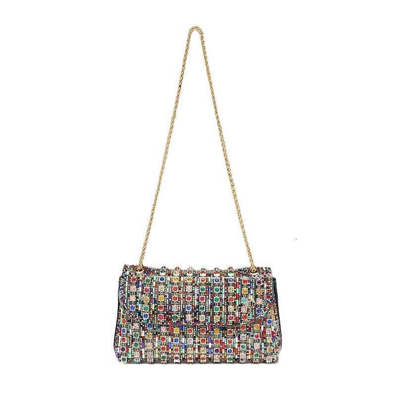 A Niche Design With Inlaid Small Square New Fashionable Full Diamond Wine God For Women's Single Shoulder Crossbody Underarm Bag