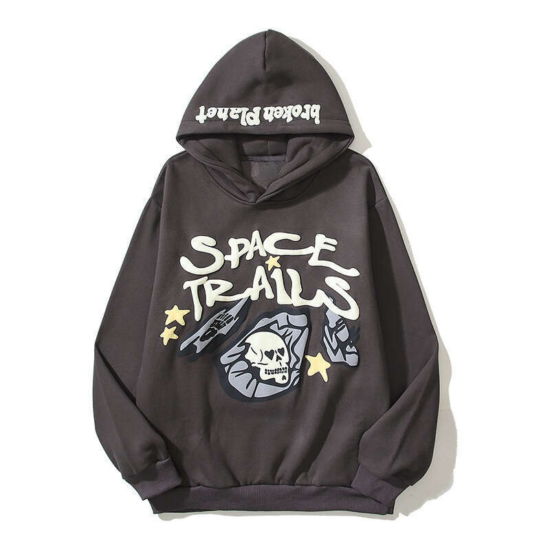 High Street Autumn and Winter New Cosmic Trajectory Skull Hair Bubble Hoodies, Trendy Hoodies