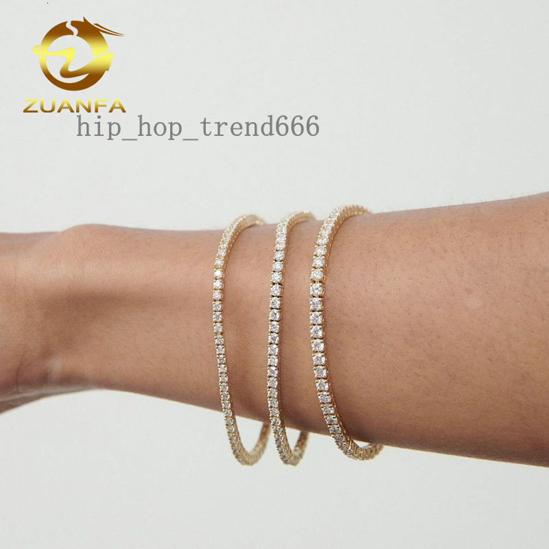 HPHT 2mm 3mm Lab Grown Diamonds Tennis Chain 925 Silver Gold Plated Bracelet Necklace Fashion Jewelry