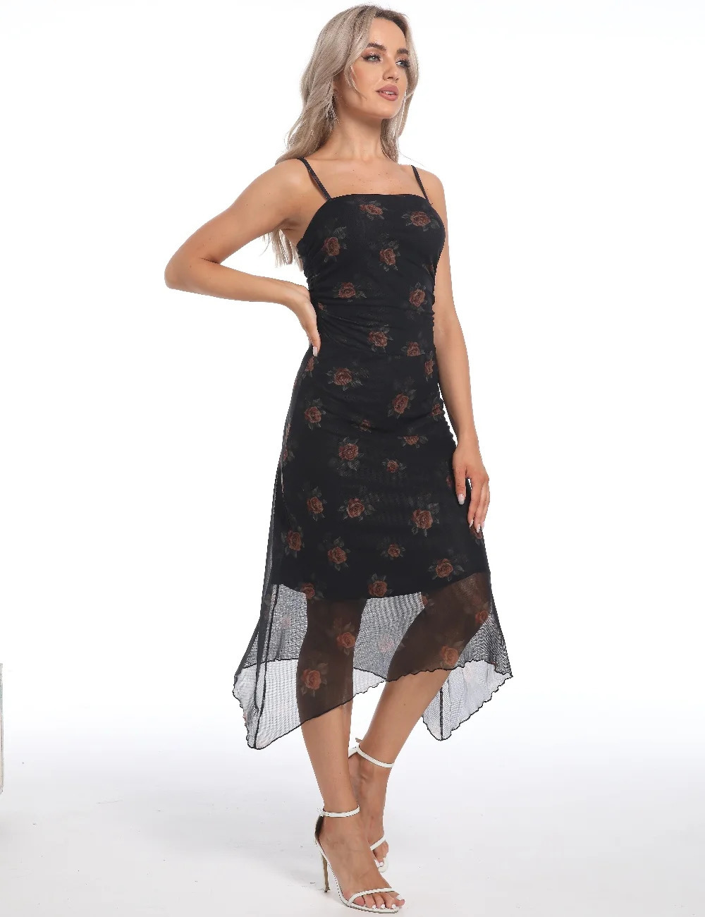 Womens tie dye suspender dress cocktail club party irregular ball 250313