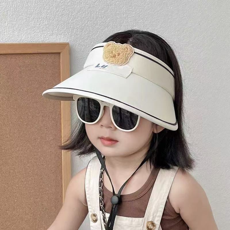 Children's Summer Big brim Straw Girl Little Bear Baby Sunscreen Empty Top Boy Sun Hat Parent Child baseball cap