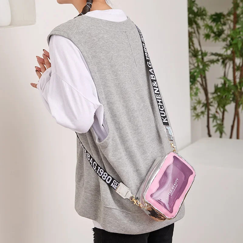 Summer Transparent Jelly Bag Trend Womens Clear PVC Crossbody Bag Candy Color Ladies Wide Shoulder Strap Messenger Beach Bag R250312