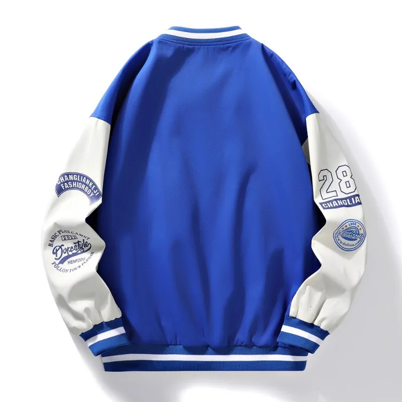 Mens classic baseball jacket black blue polyester regular zipper casual springsummer printed fashionable mens style 250313