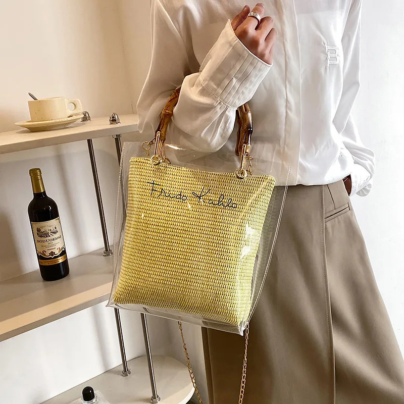 Large Capacity Women PVC Handbags High Quality Ladies Transparent Beach Tote Shoulder Messenger Bags Casual Chain Crossbody Bag R250312
