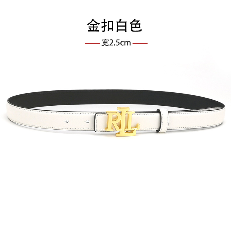 White belt fashion girl gold Logo designer belt with box