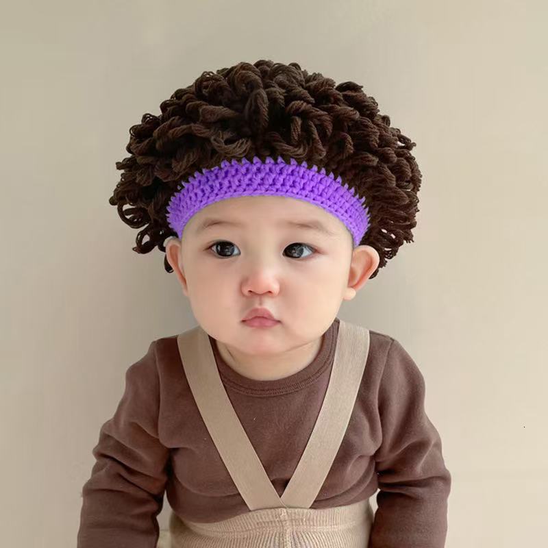 baseball cap Children's wig autumn/winter 2025 new style funny 100 day shooting explosive head baby yarn hat