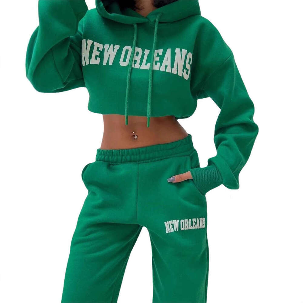 Autumn/Winter New Fleece Women's Sports and Leisure Hoodie Set for Women