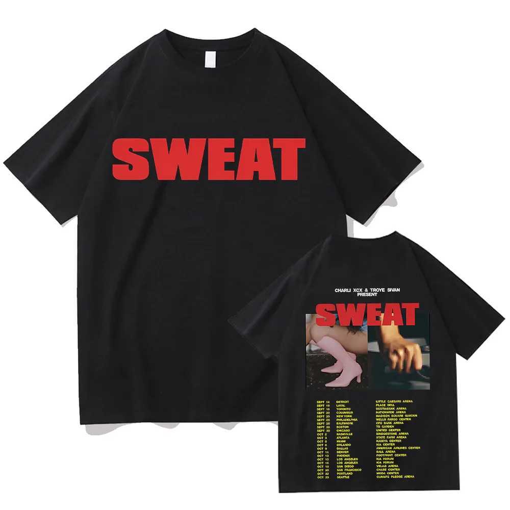Sweat Tour wiTH and Troye Sivan T-shirts Two Sides Oversized Cotton Tshirts Fashion Women Men Tops High Quty Ts X250313