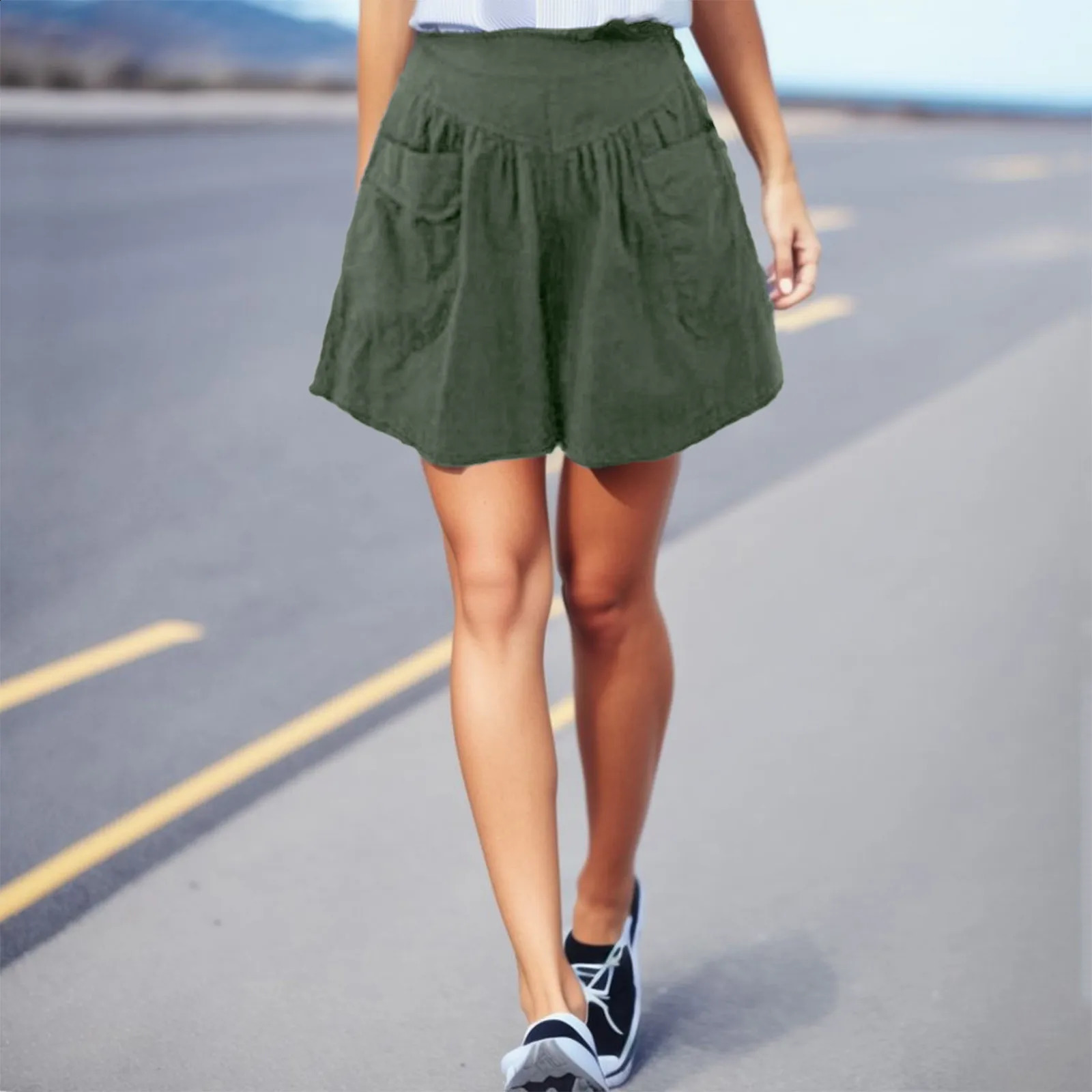 Woman Shorts Fashion Plus Size Lady Pants Summer Cotton Linen Shorts Solid Summer Loose Pants With Pockets Ropa Mujer 250313