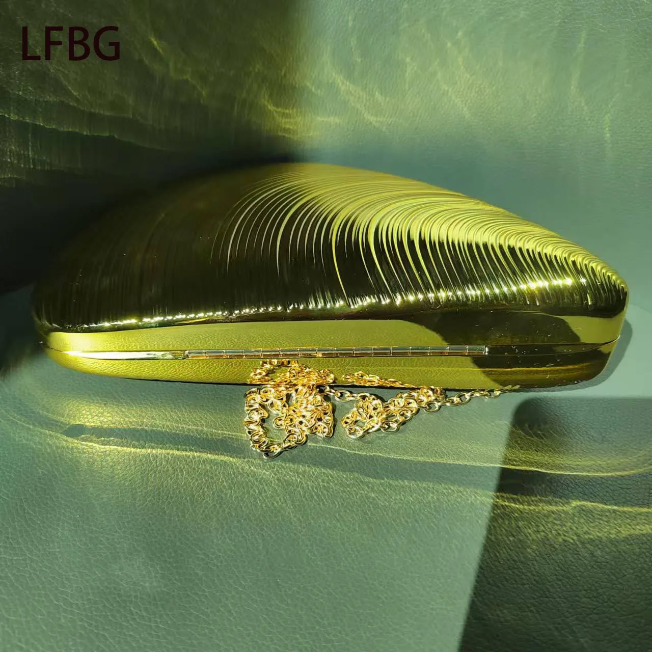 2025 Shell Shaped Acrylic Purse Clutch Bag Gold Purse Bag With Gold Chain 250305