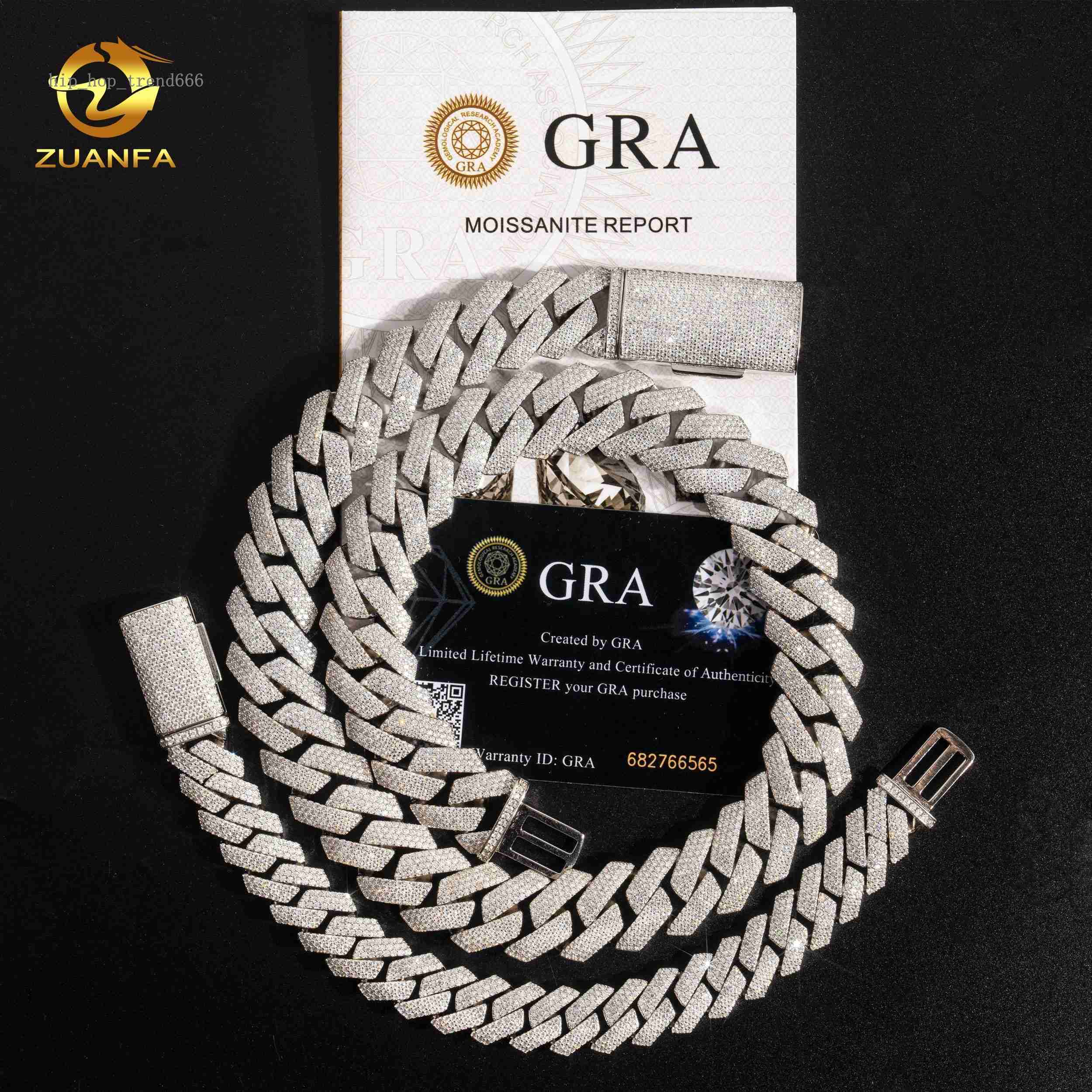 Iced Out Jewelry VVS Diamonds Custom Necklace Hip Hop 925 Silver Cuban Link Chain Moissanite