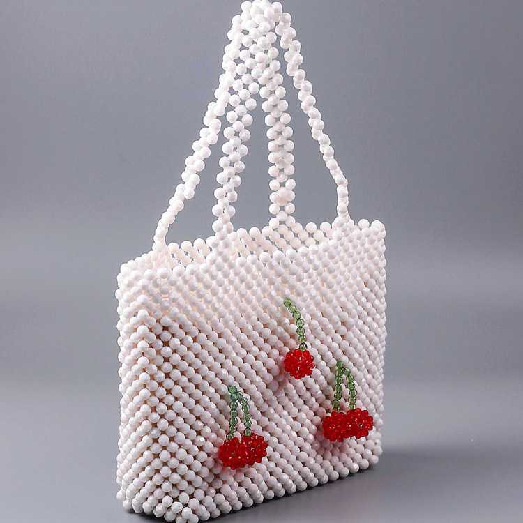 New White Wallet Acrylic Cherry Large Capacity Girl Style Diy Bead Handbag Fashion Trend Bag 250315