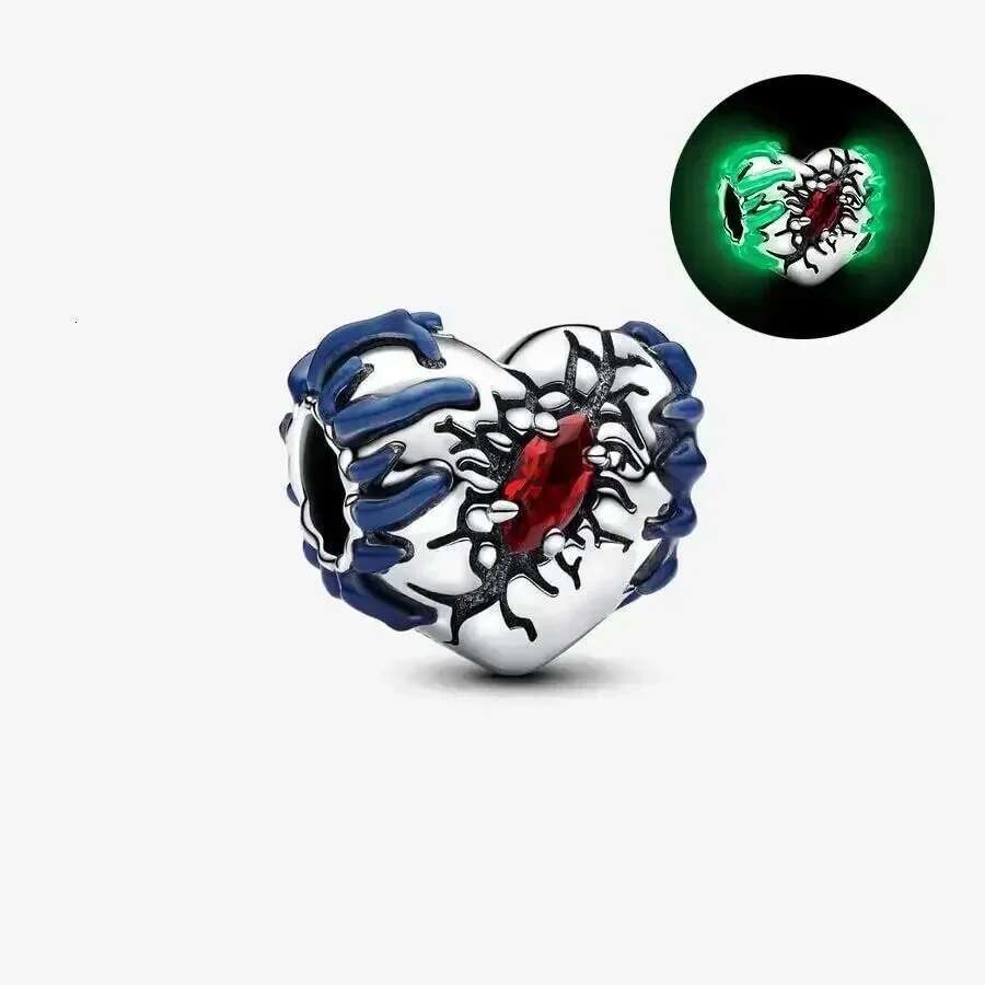 2025 NEW Stranger Things Series Glow-In-The-Dark Heart Charm Hellfire Club Ring Fit S925 Snake Charm Bracelets Pendant Jewelry