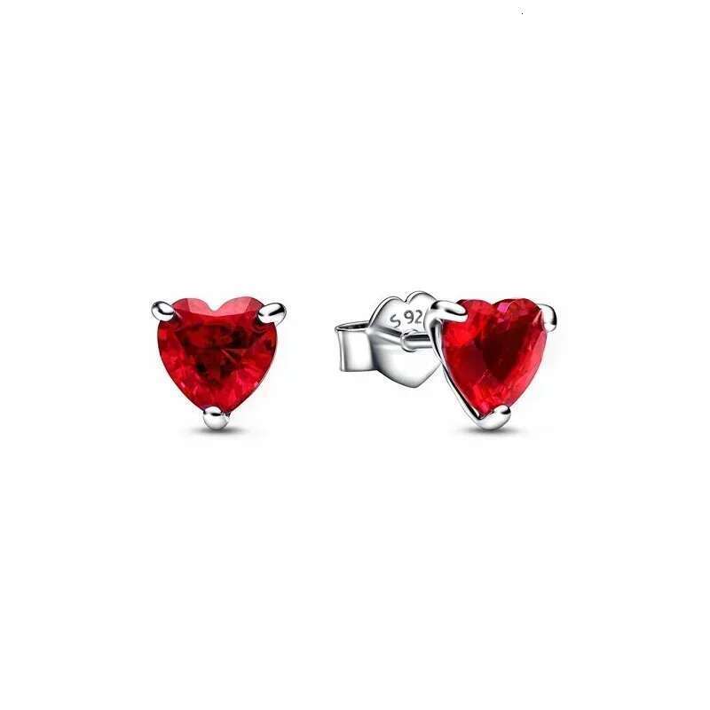 2025 925 Sterling Silver Shiny Classic Red Heart Ring Necklace Bracelet Exquisite Love Charm Jewelry Fit DIY Party Gifts