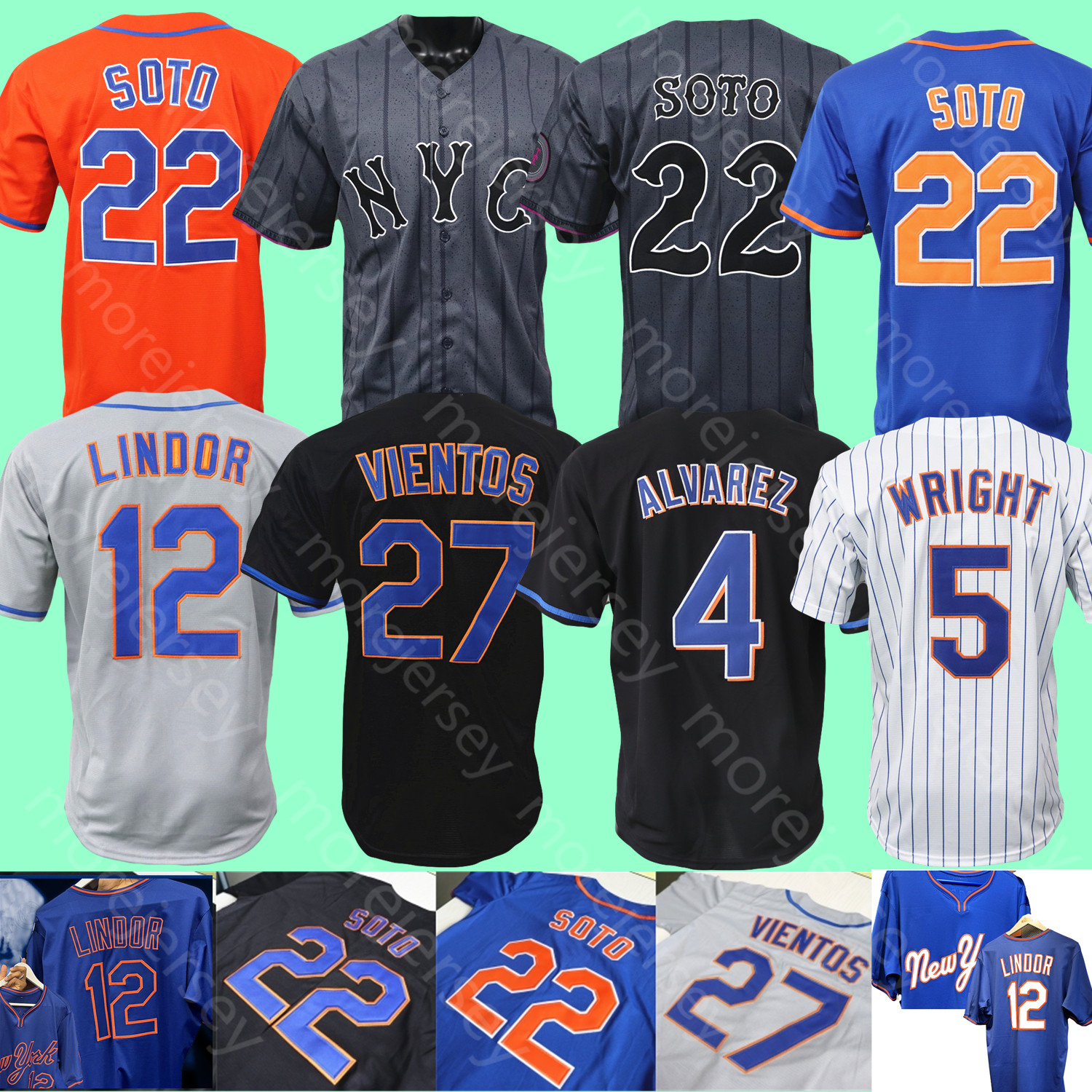 Juan Soto Jersey Lindor Mark Vientos Alvarez Pete Alonso Edwin Diaz Wright Jeff McNeil Brandon Nimmo Kodai Senga Winker Holmes Baty Gooden Hernandez Women Youth